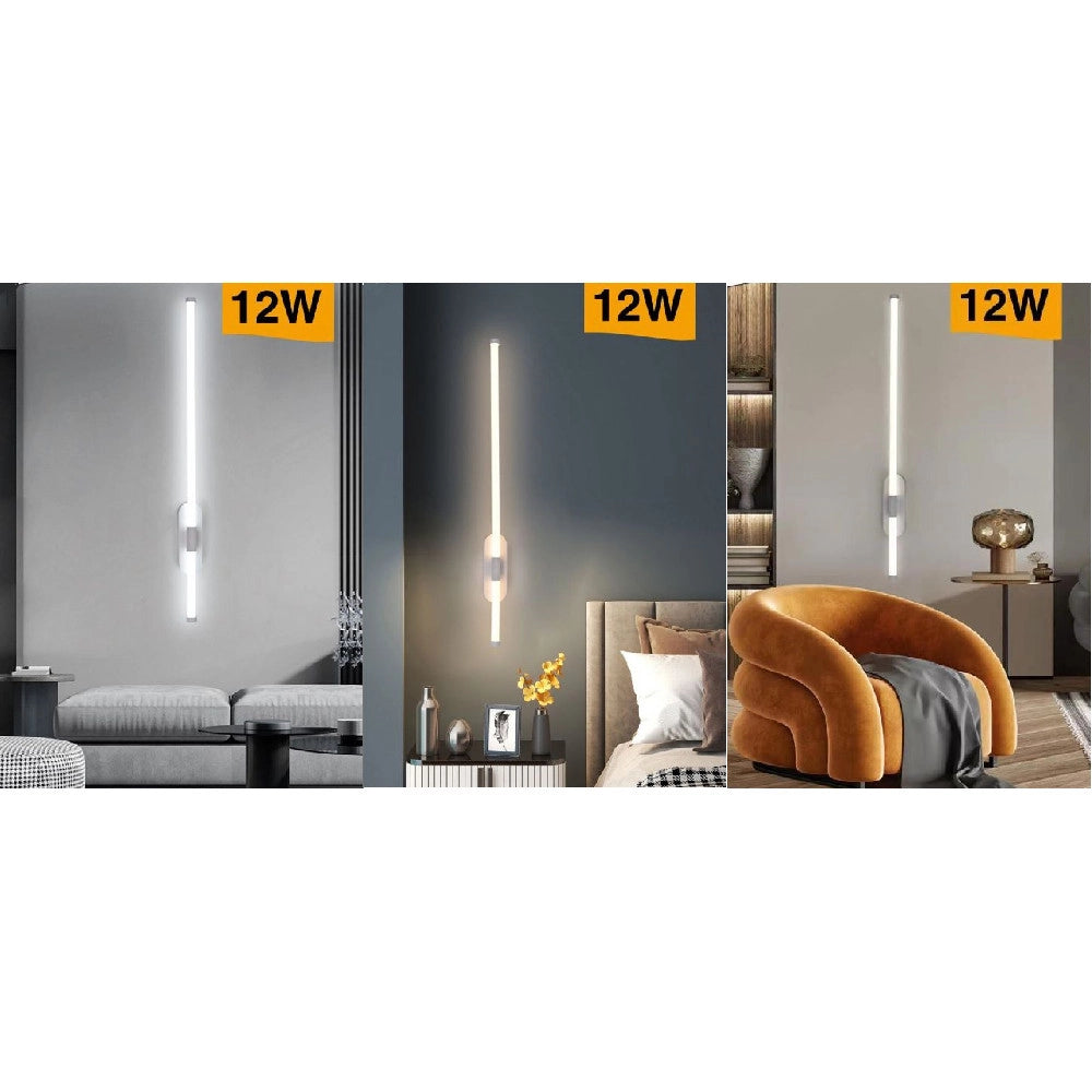 Trade Shop - Applique A Led 12 Watt Tubo Lungo Bianco Moderno Luce Fredda Calda Naturale E80 -