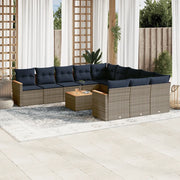 Set Divani da Giardino 12 pz con Cuscini Grigio in Polyrattan 3226439