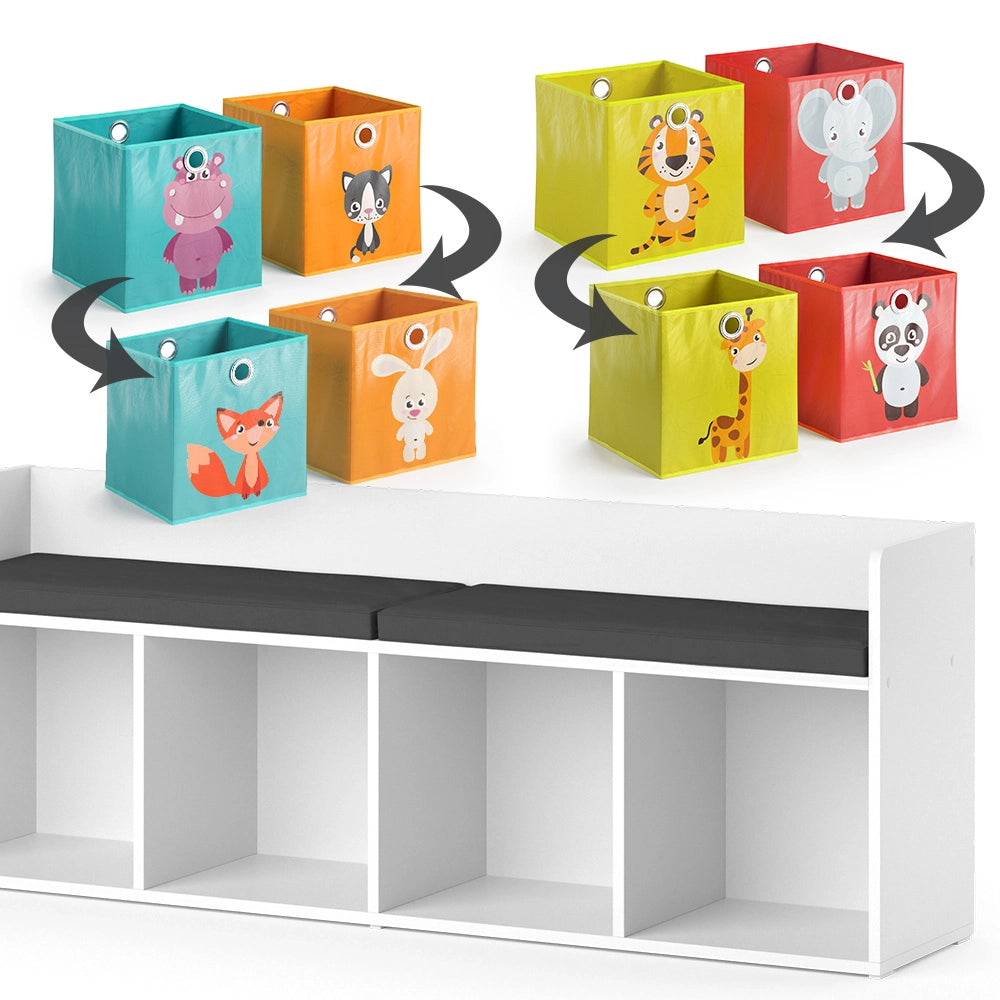 Vicco Scaffale per bambini Bianco 31.2 x 53.4 cm con 4 scatole pieghevoli opt.1