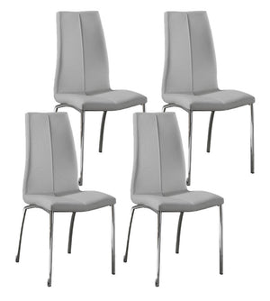 Set 4 Sedie 43x44xH92 cm in Similpelle Viva Grigio Chiaro cromo
