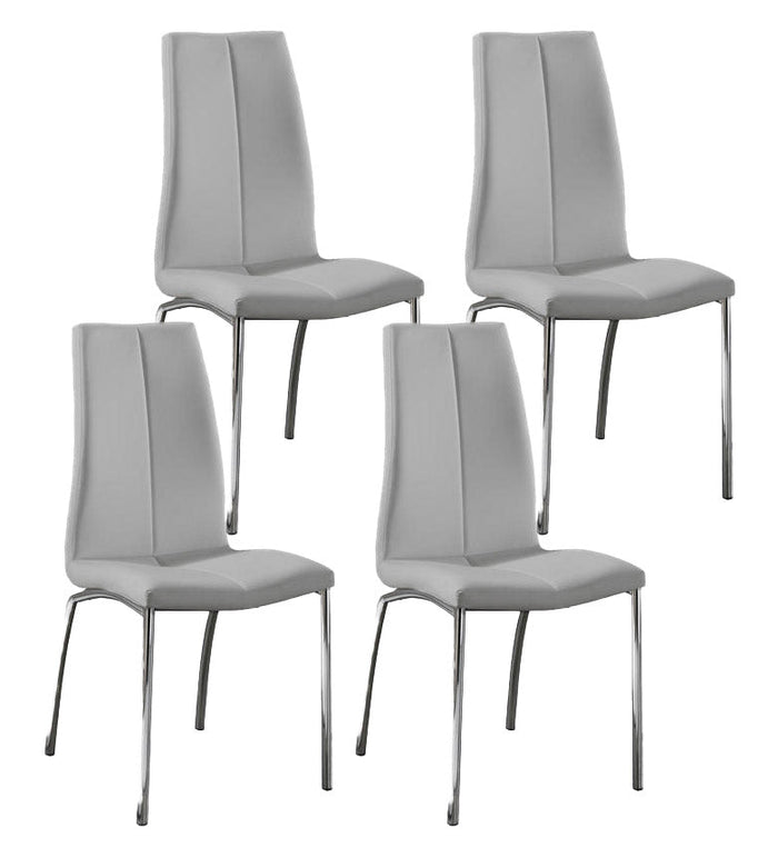 Set 4 Sedie 43x44xH92 cm in Similpelle Viva Grigio Chiaro cromo