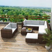 Set Divani da Giardino 10 pz con Cuscini in Polyrattan Marrone 41875