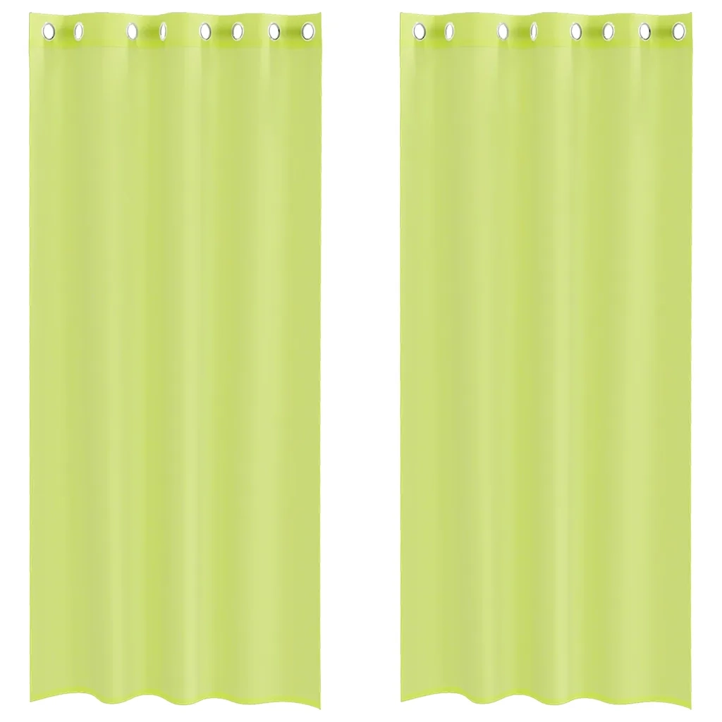 Tende in Voile con Occhielli 2 pz Verde Mela 140x225 cm 4102055