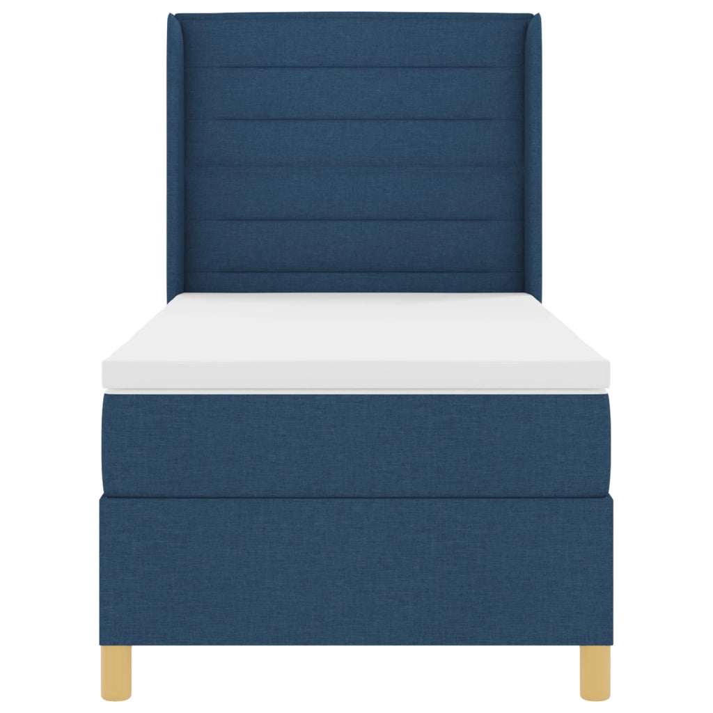 Letto Box Spring con Materasso Blu 90x200 cm Tessuto