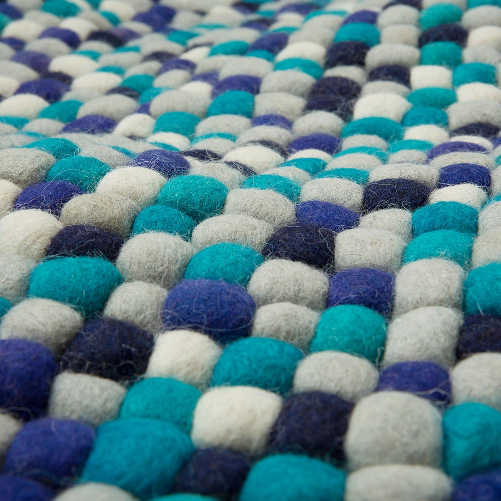 tappetino Tappeto Blu 160 x 230 cm Lana Feltro Palla Intrecciata a Mano