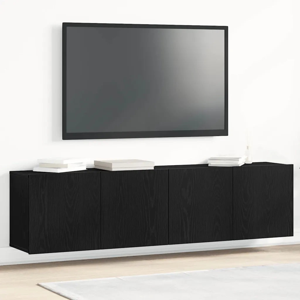 Mobili Porta TV 2 pz-Set di 2 Credenza per TV Rovere Nero 160x30x41 cm Legno Assicellare
