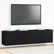 Mobili Porta TV 2 pz-Set di 2 Credenza per TV Rovere Nero 160x30x41 cm Legno Assicellare