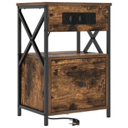 Comodino | Armadio da Notte | Mobiletto da notte Rovere fum¨¦ 40 x 31 x 60 cm Legno multistrato
