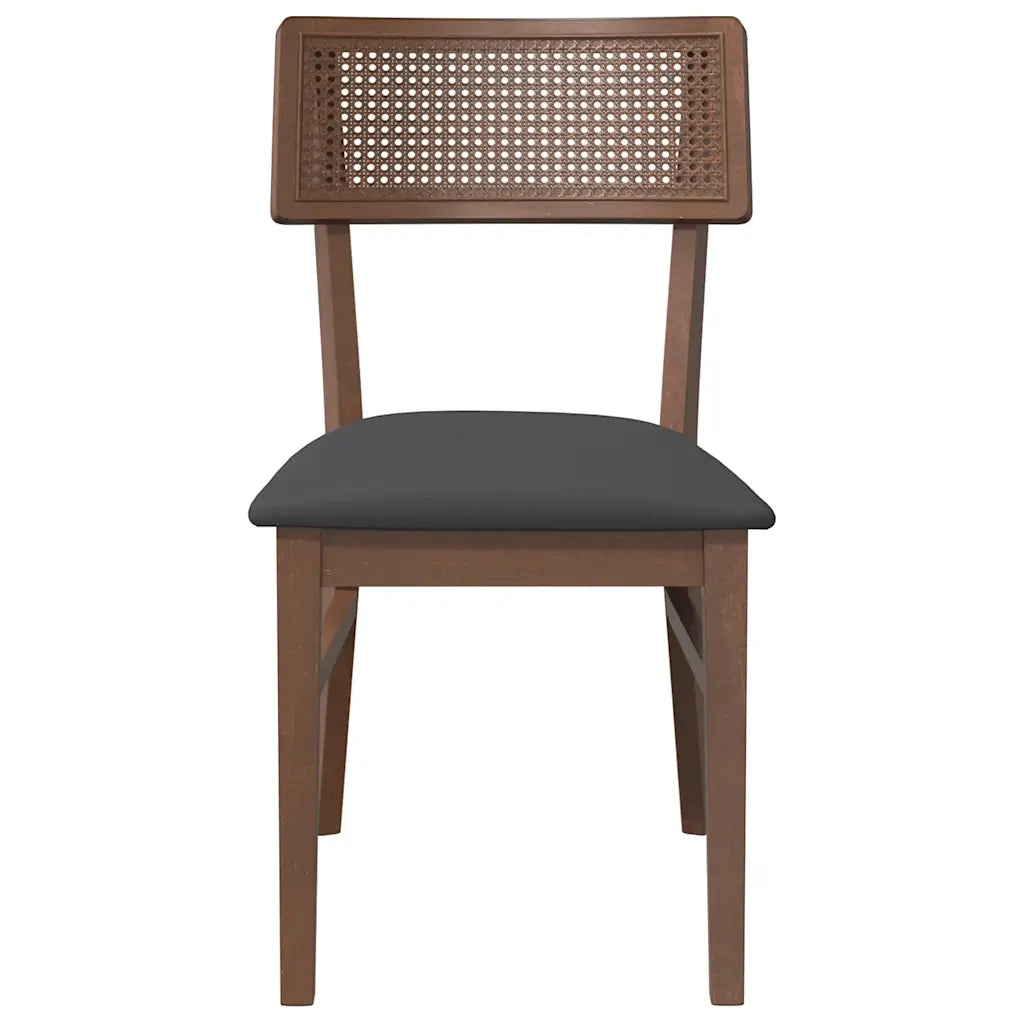 Sedie da Pranzo con Cuscini 2pz Marrone Legno Massello di Hevea