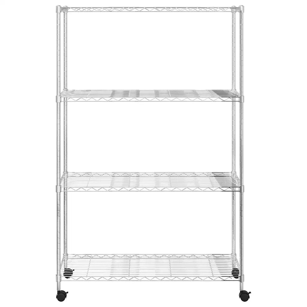 Scaffale a 4 Livelli con Ruote 90x35x142 cm Cromato 200 kg 324627