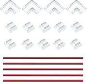 Strisce LED Connettore 2 poli 8 mm COB SMD trasparente senza saldatura - incl. 10 connettori retti - 4 connettori angolari - 5 cavi di estensione
