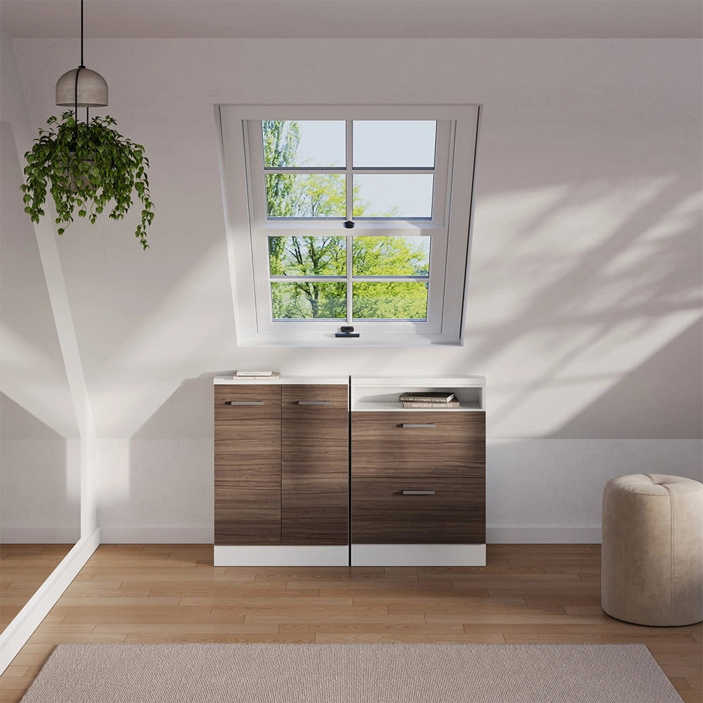Mobile sottotetto Rion Grigio nobile/Bianco con 2 cassetti Vicco