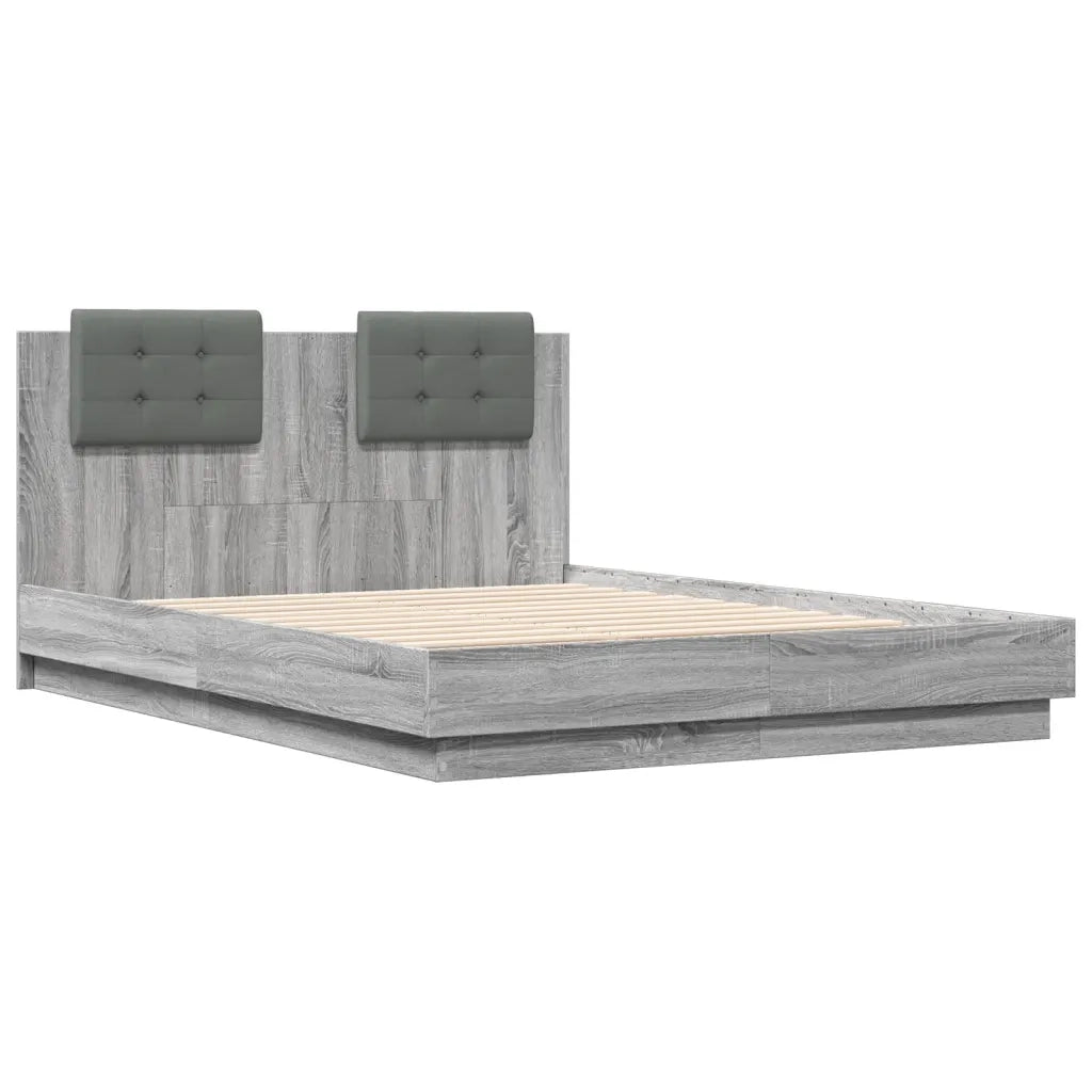 Letto matrimoniale | Letto per adulti | Giroletto Testiera Grigio Sonoma 120x190 cm Legno Multistrato