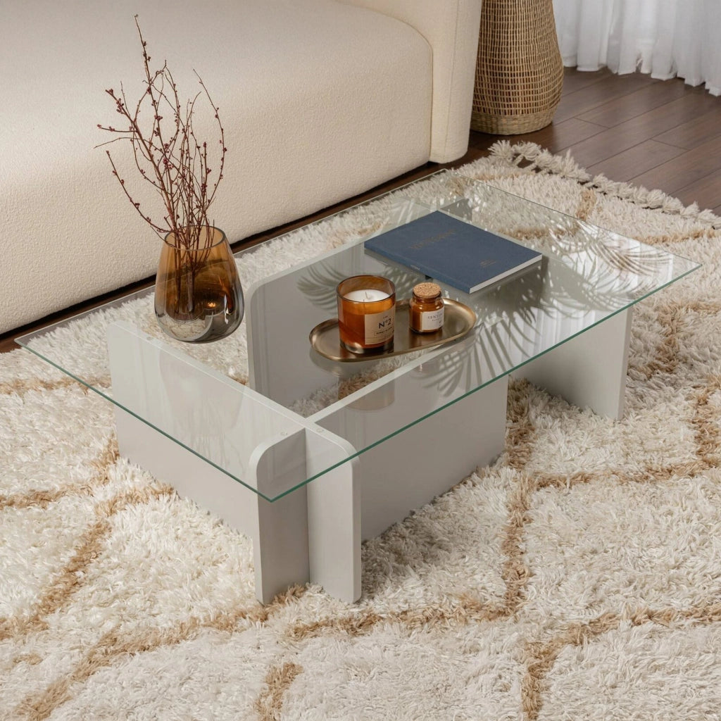 Kallias, Tavolino da Salotto Portariviste, 105x65x30h cm Grigio