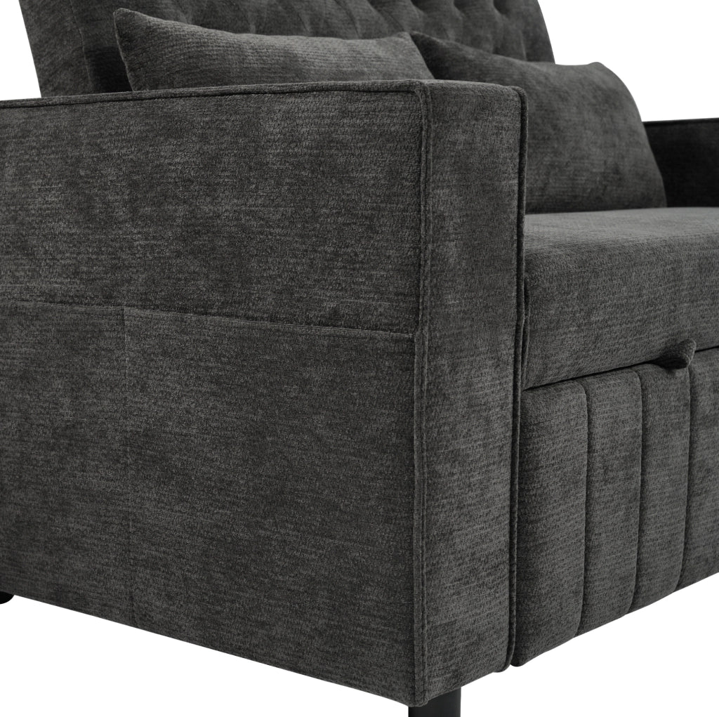 Divano letto 140x137x84 cm convertibile con schienale reclinabile in chenille grigio
