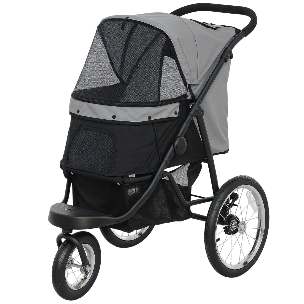 Passeggino per Cani Pieghevole ¨C Xylo ¨C Con Cestino, Cuscino Lavabile, Ruote Gomma, Grigio