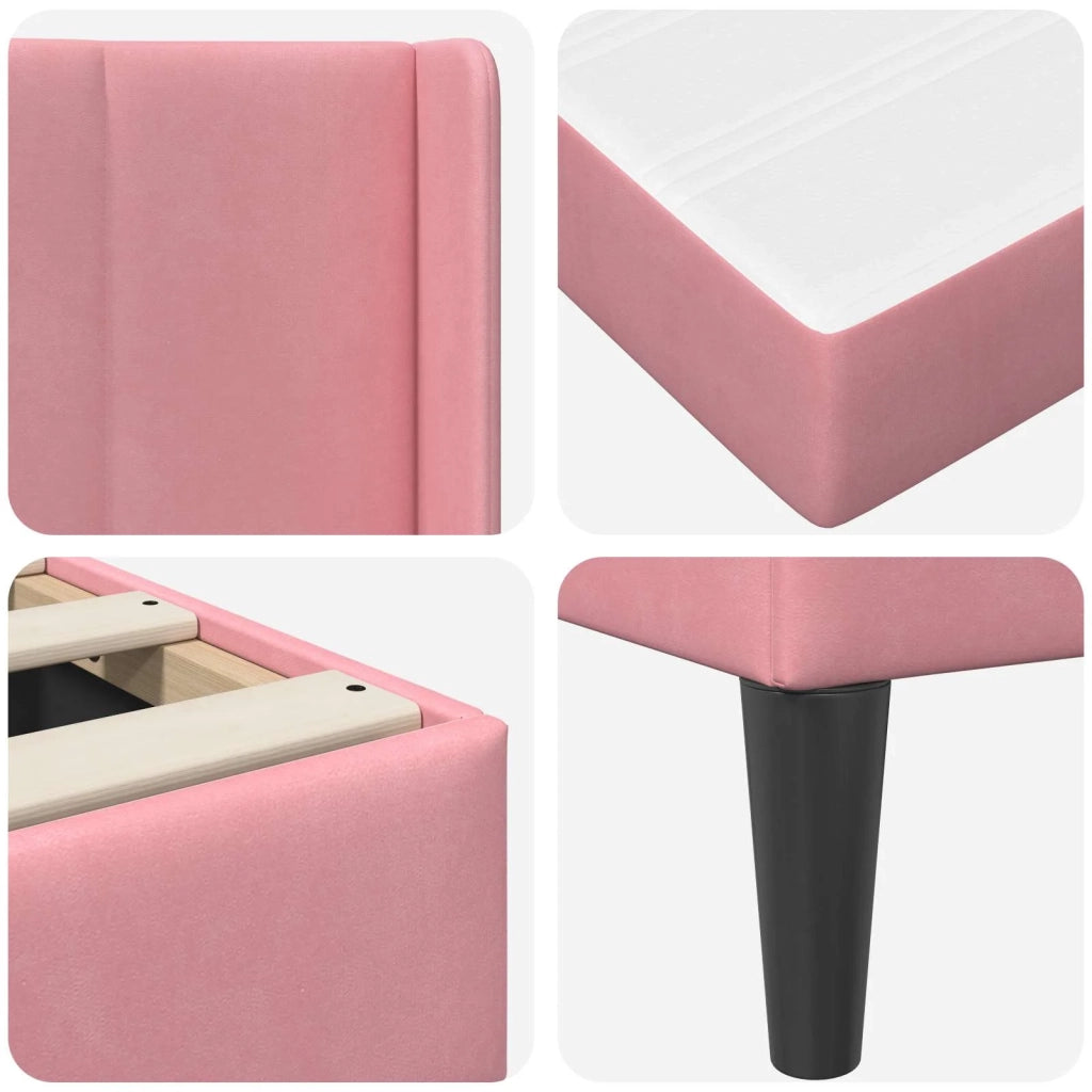 Struttura letto con materasso Rosa 90 x 190 cm Velluto 3414834