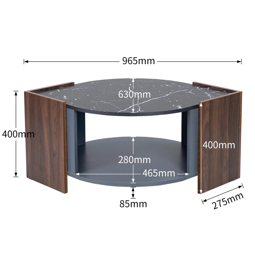 Tavolino da salotto 96.5x63x40 cm con vano contenitore; pannello truciolare nero