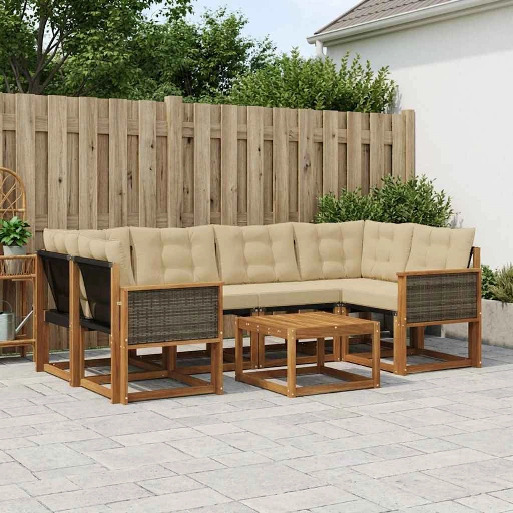 Set di divani da esterno 7 pz Naturale e Beige 3381805