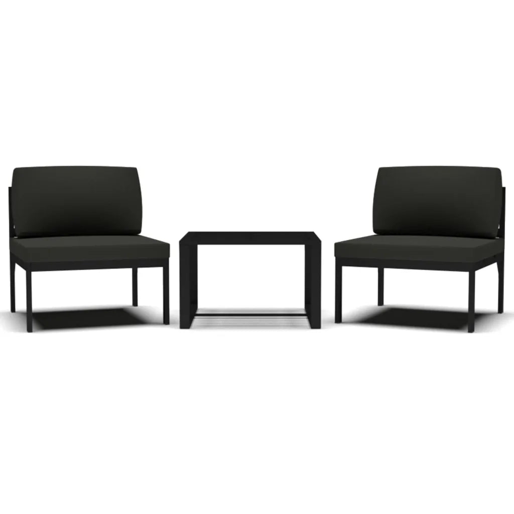 Set Divani da Giardino 3 pz con Cuscini in Alluminio Antracite cod mxl 40805