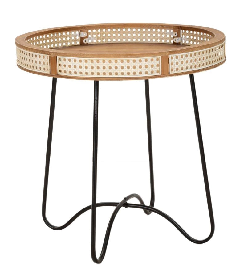 Tavolino Basso Ø60x60,5 cm in Metallo e Legno