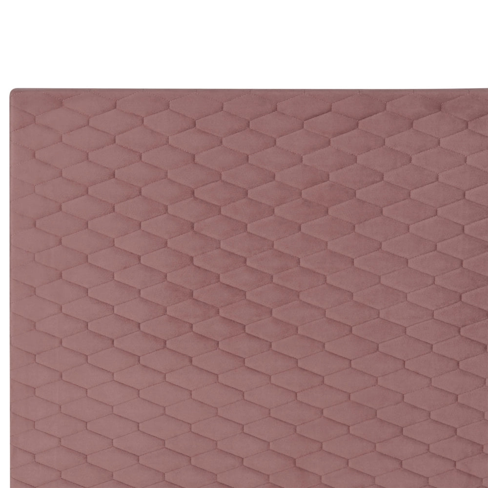 Letto imbottito in velluto rosa 140 x 200 con struttura imbottita a nido d'ape trapuntato stile classico