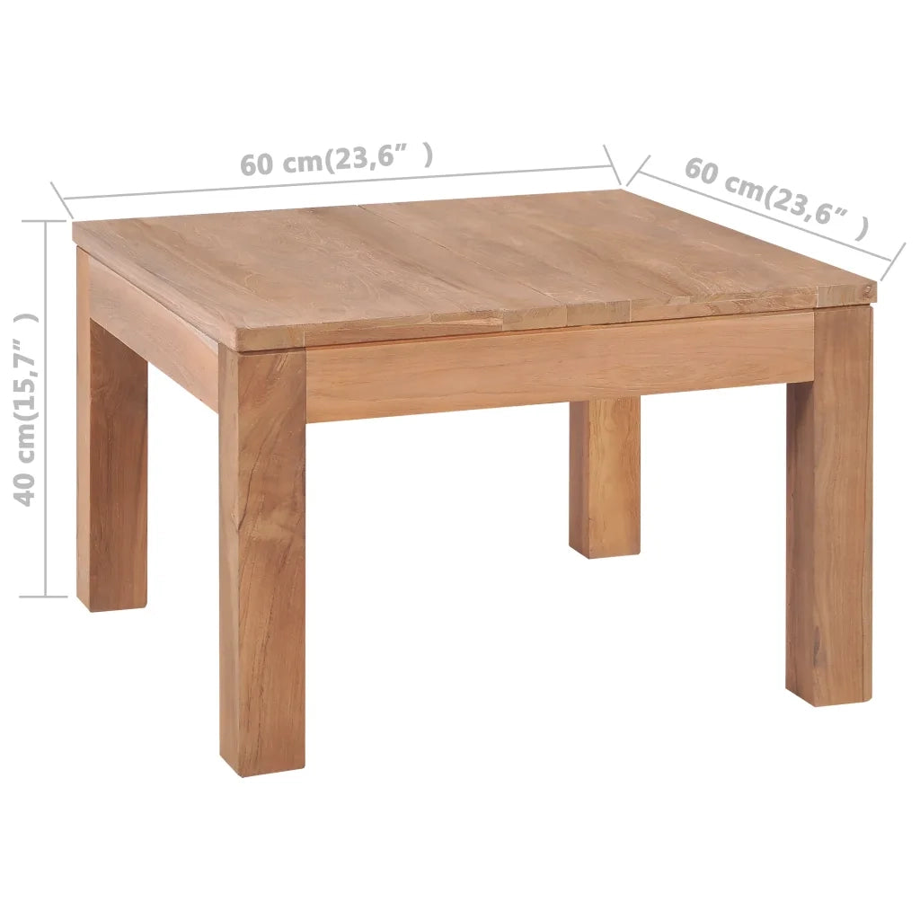 Tavolino da CaffÃ¨ in Legno Massello di Teak Naturale 60x60x40cm cod mxl 12046