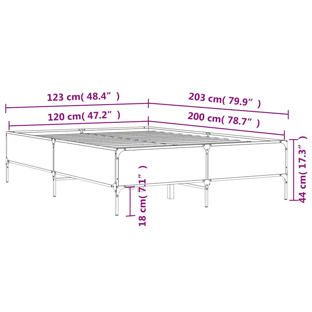 Giroletto-Struttura Letto Nero 120x200 cm in Legno Multistrato e Metallo 530479
