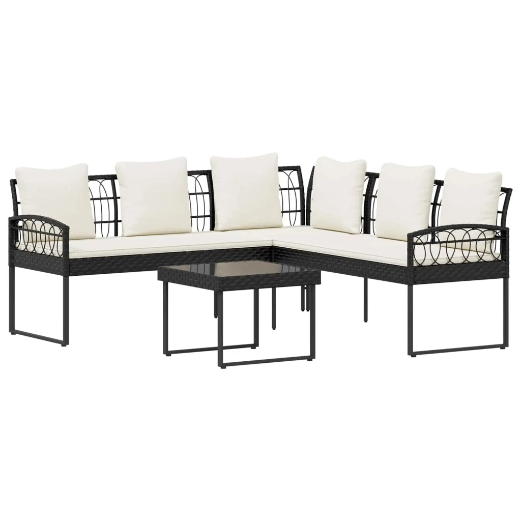 Set Divano da Giardino 2 pz Nero e Crema 42026820