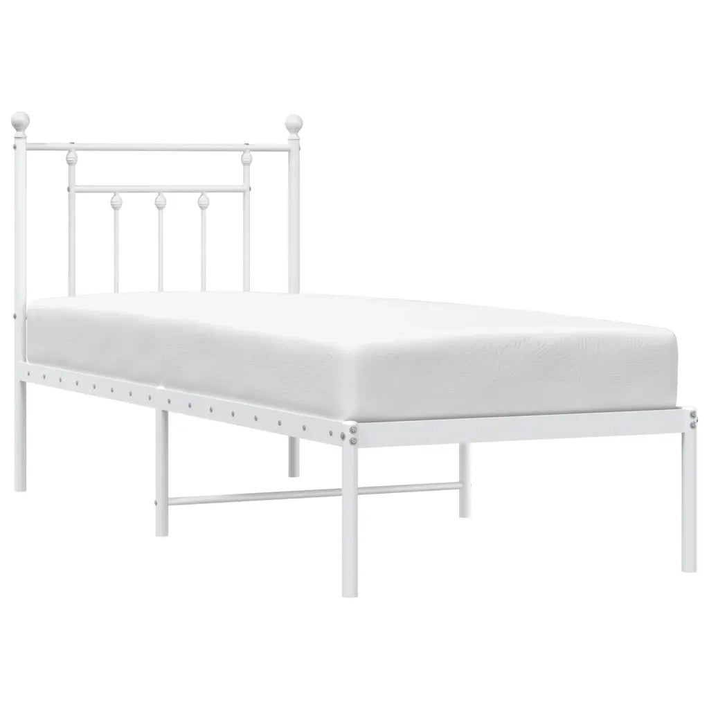 Giroletto senza Materasso con Testiera-Struttura Letto Metallo Bianco 75x190 cm 296813