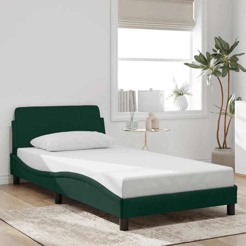 vidaXL Giroletto senza Materasso Verde Scuro 100x200 cm in Velluto