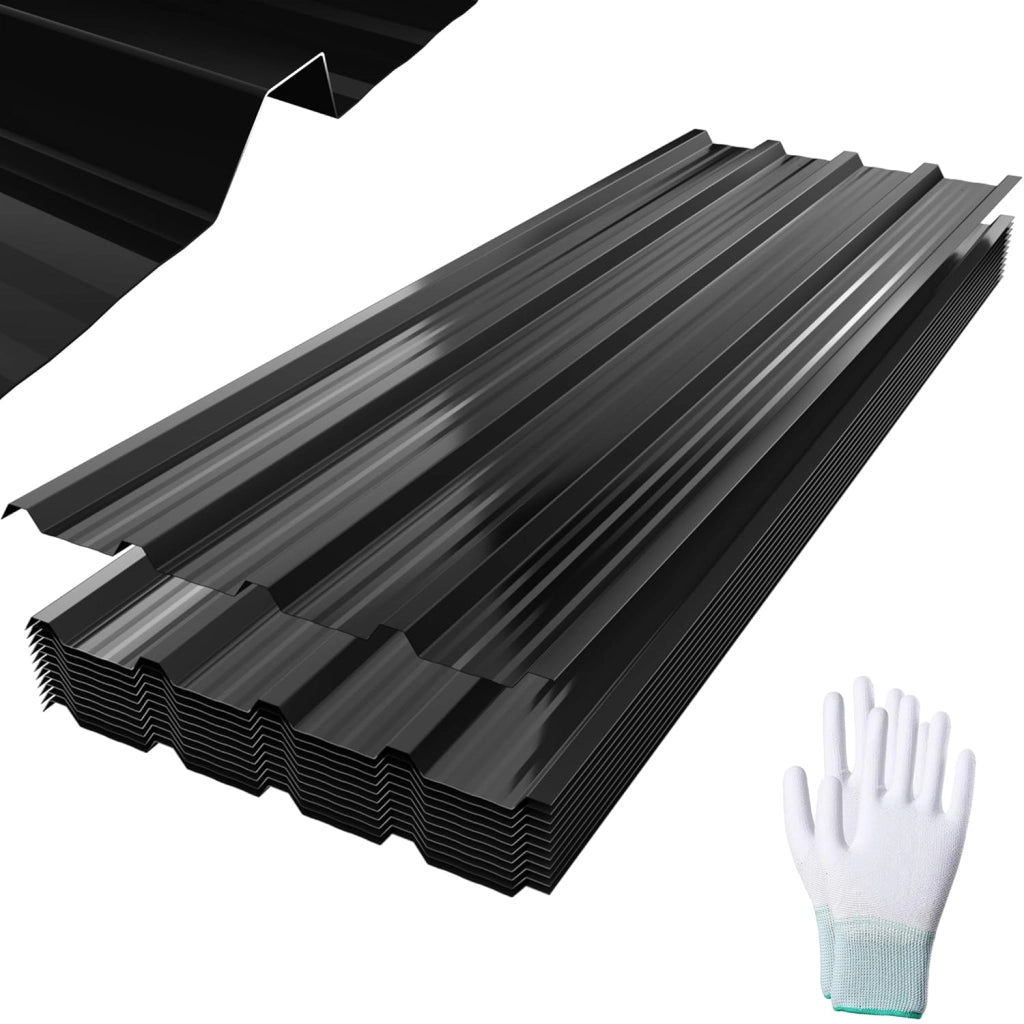 12 lamiere trapezoidali zincate, 1295 x 450 mm, per tetto con guanti e viti, piastre ondulate, 7 m², verde