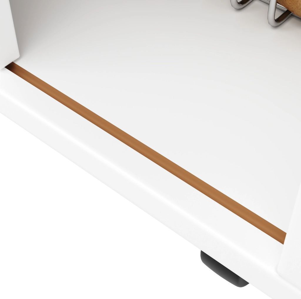 Isola da cucina 110x42x90 cm con piano ribaltabile; 3 cassetti; ante scorrevoli; MDF bianco