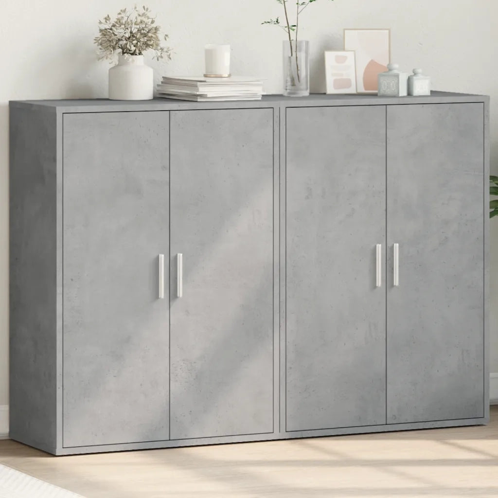Credenze 2 pz | Madia | Buffet da pranzo | Armadio da pranzo Grigio Cemento 60x31x84 cm in Legno Multistrato