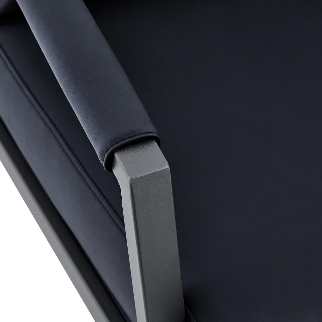 Poltrona lounge con braccioli ergonomici e struttura stabile in PU e metallo - nero
