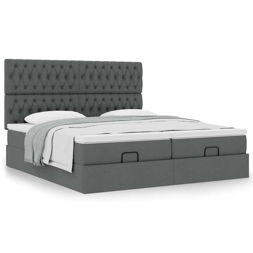 Struttura Letto Pouf con Materassi 200x200 cm in Tessuto 3313721