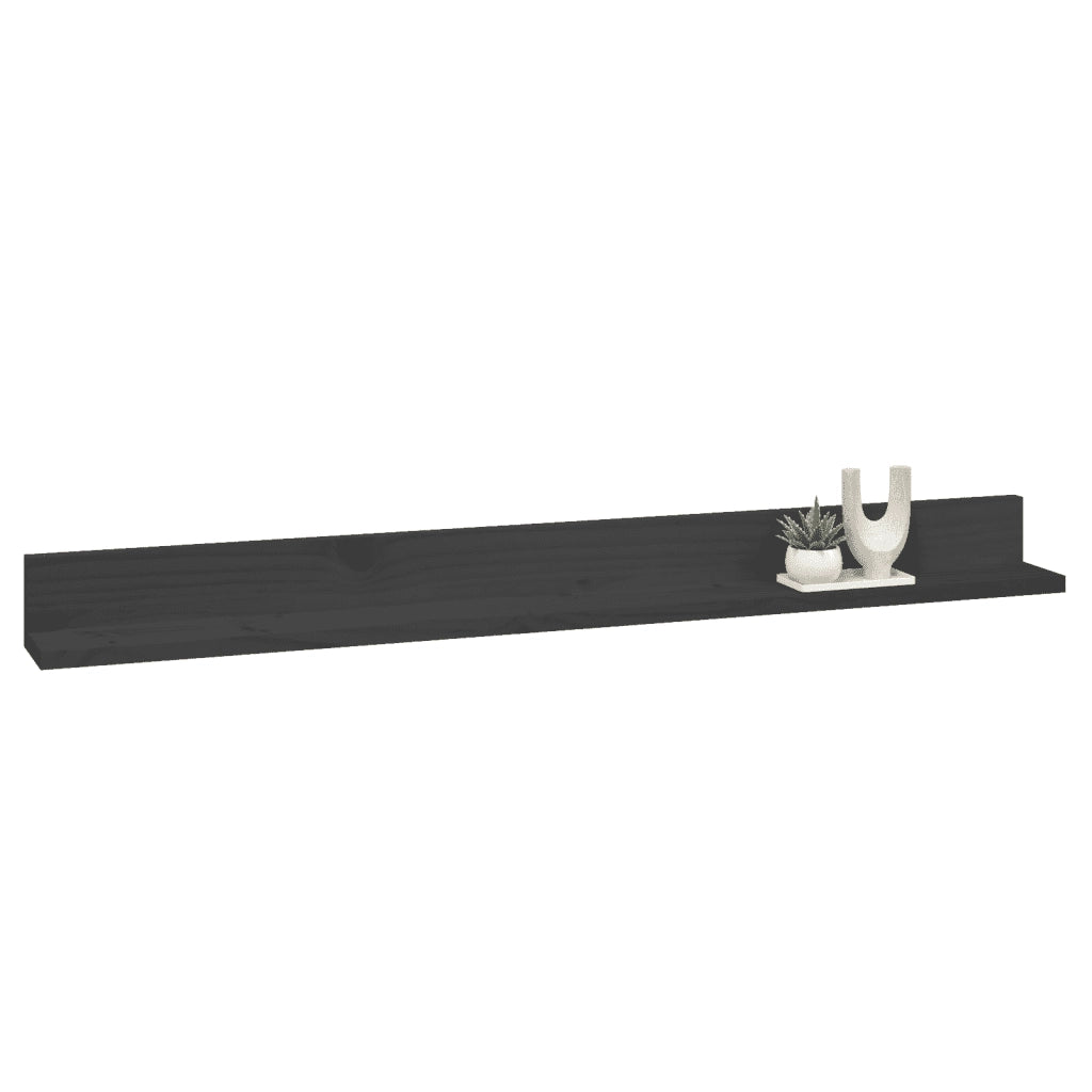 Mensole da Parete 2 pz Grigio 110x11x9cm Legno Massello di Pino cod mxl 32792