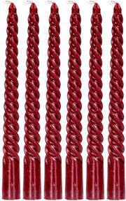 Set di candele a stantuffo da tavolo da 6 pezzi - altezza 20 cm - candele a stantuffo in vetro scuro rosso - durata della fiamma 4 ore - decorazione per tavola