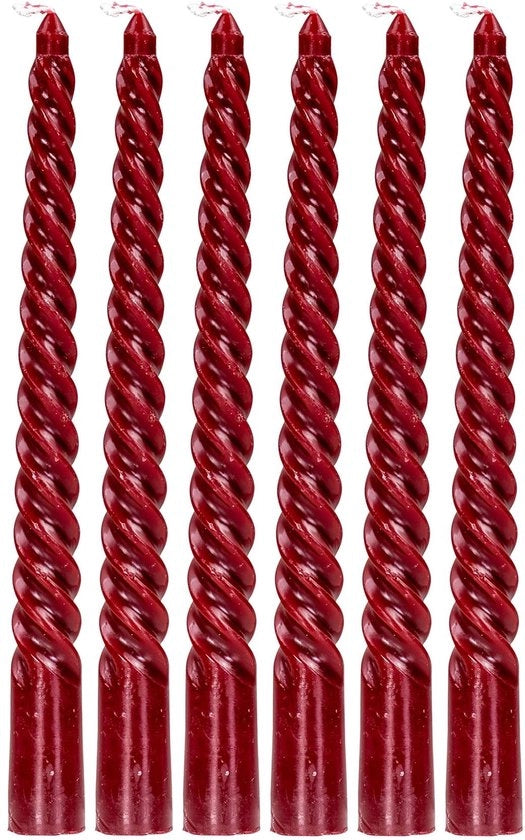 Set di candele a stantuffo da tavolo da 6 pezzi - altezza 20 cm - candele a stantuffo in vetro scuro rosso - durata della fiamma 4 ore - decorazione per tavola