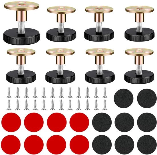 Set di piedini per mobili adattabili 33-40 mm - Set di 8 - Acciaio inossidabile - Antiscivolo - Assorbimento shock - Duraturo e solido - Piedini per mobili