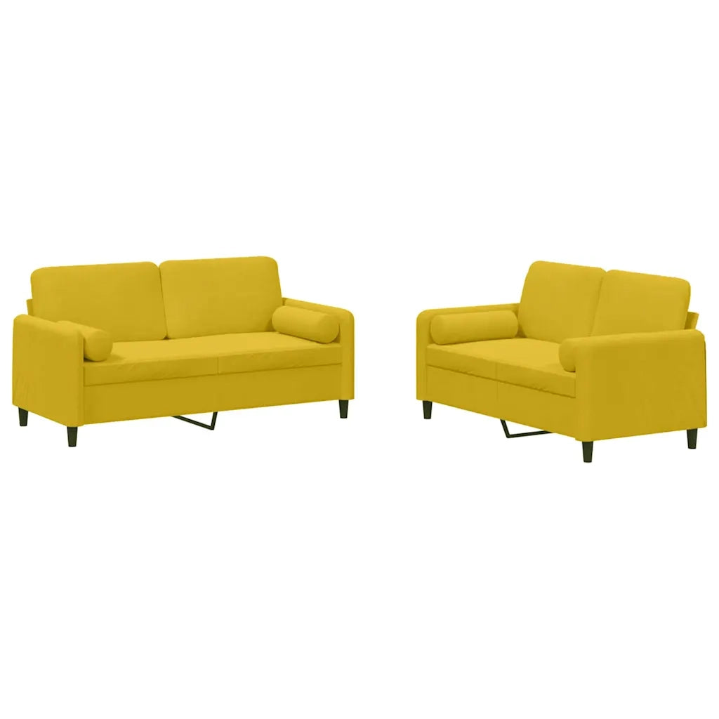 Set di Divani 2 pz con Cuscini Giallo in Vellutocod mxl 82761