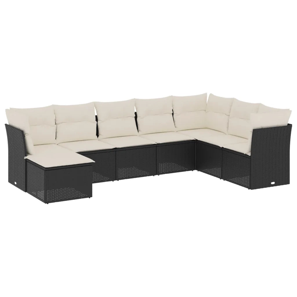 Set Divani da Giardino con Cuscini 8 pz Nero in Polyrattan 3218046