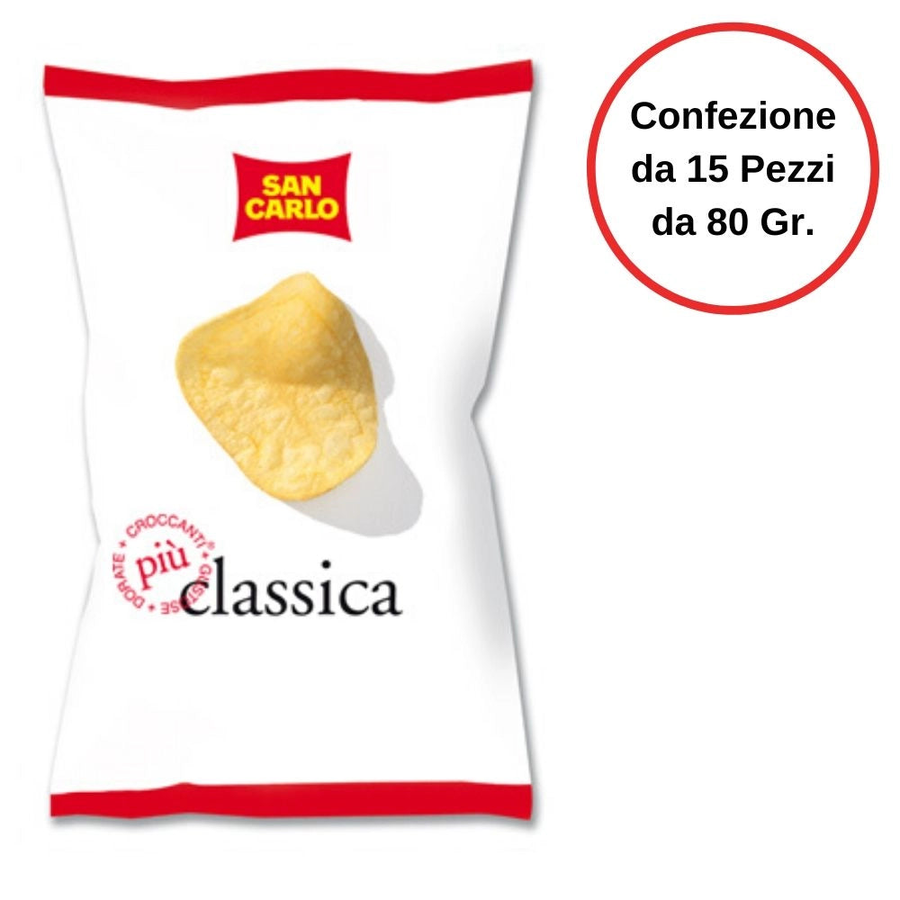 Patatine san carlo classica croccanti confezione da 15 pezzi da 80 grammi
