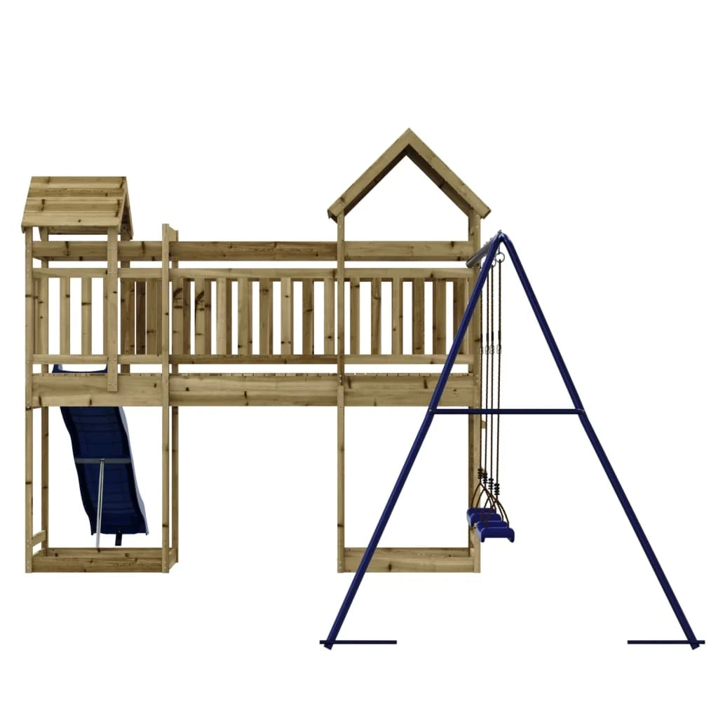 Altalene per parco giochi all'aperto scivolo altalene robuste giochi da giardino 492 x 358 x 238 cm legno di pino impregnato 02_0004702