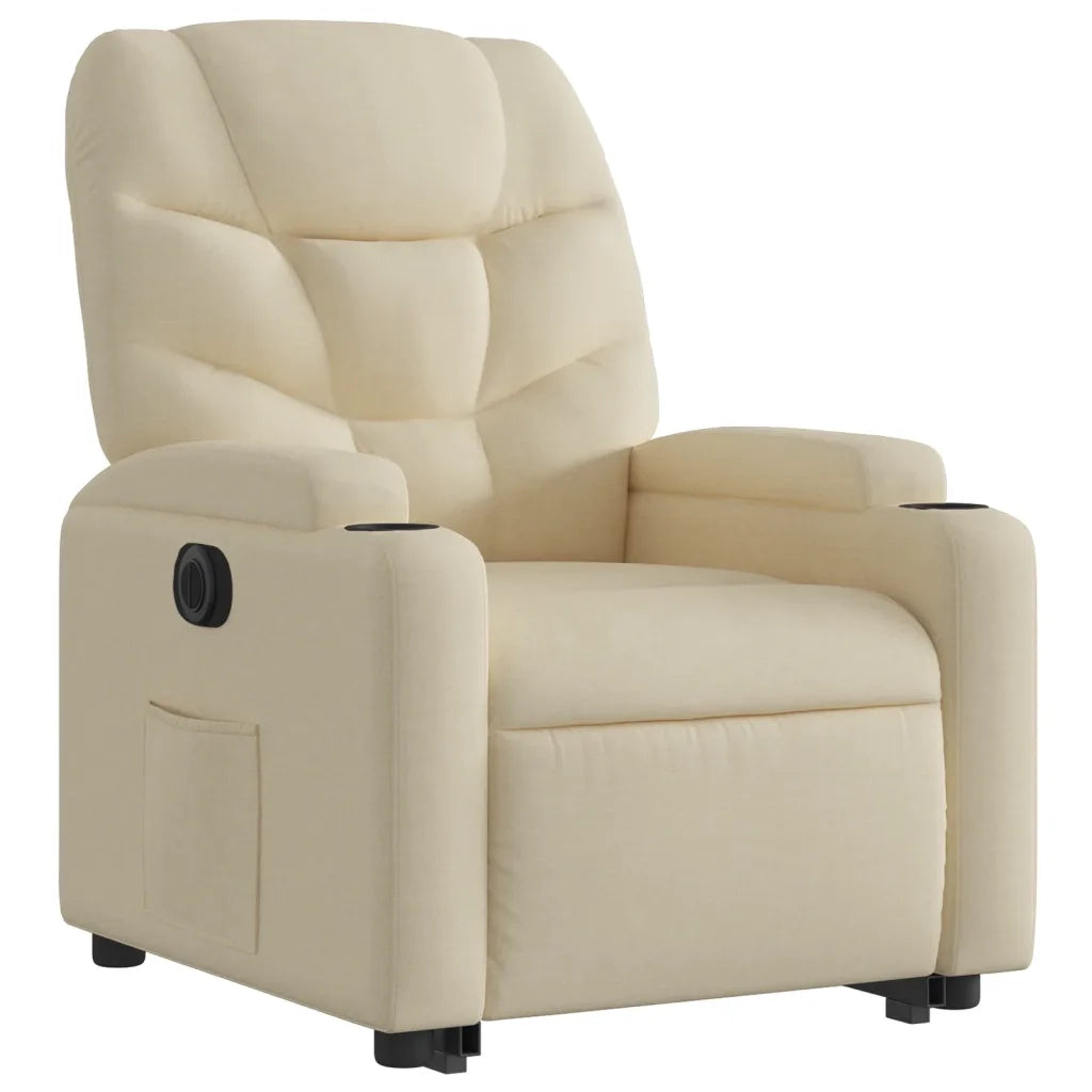 Poltrona Alzapersona Reclinabile Elettrica Crema in Tessuto 3204629
