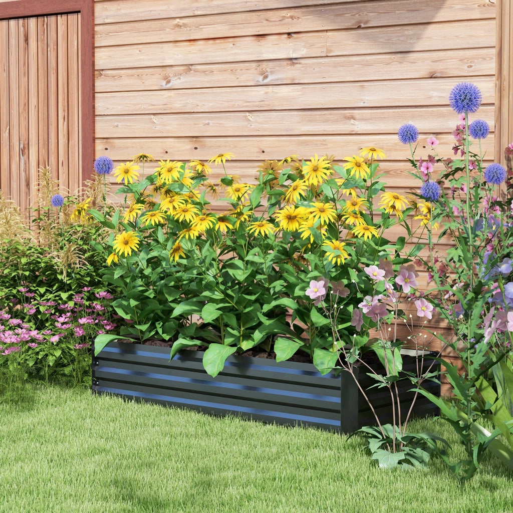Vaso da giardino rettangolare in acciaio ¨C zephmum ¨C nero 100x50x30