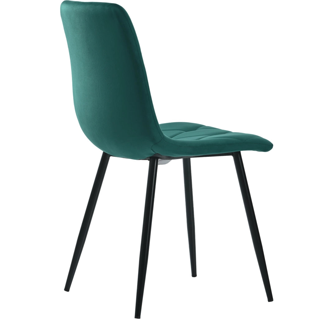 SEDIA DA PRANZO in velluto Verde scuro, struttura in metallo, Set da 4 pezzi