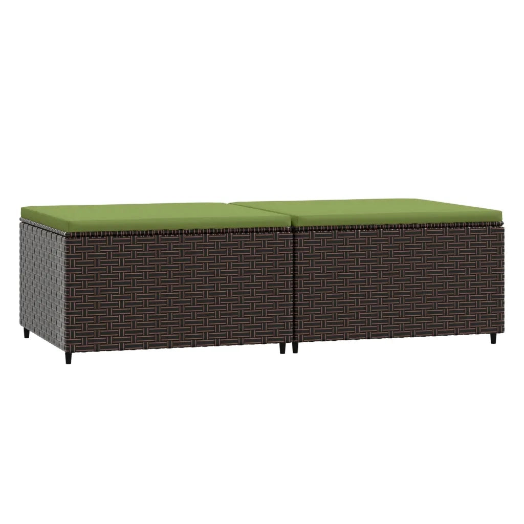 Poggiapiedi da Giardino con Cuscini 2 pz in Polyrattan Marrone CFW1659152