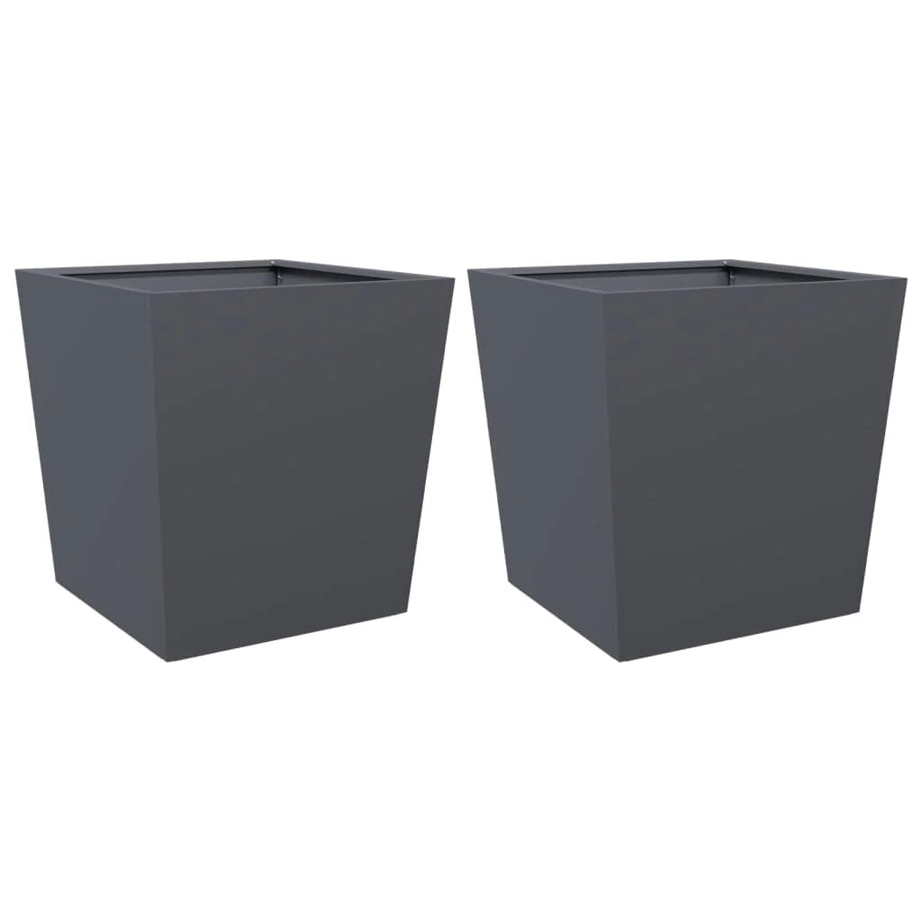 Fioriera rialzata per piante fiori giardino terrazze set da 2 50 x 50 x 50 cm acciaio antracite 02_0038988