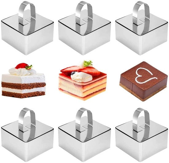Anello per alimenti in acciaio inossidabile - 6 pezzi - forma quadrata - anelli per mousse - anelli per alimenti - duraturo e riciclabile - anello per alimenti